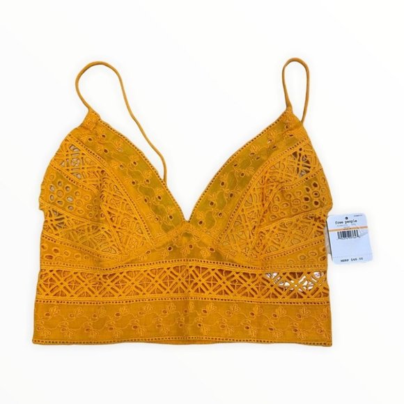 NWT Free People Mango Carina Crochet Bralette Bright Orange Size Medium Boho New - Picture 6 of 7